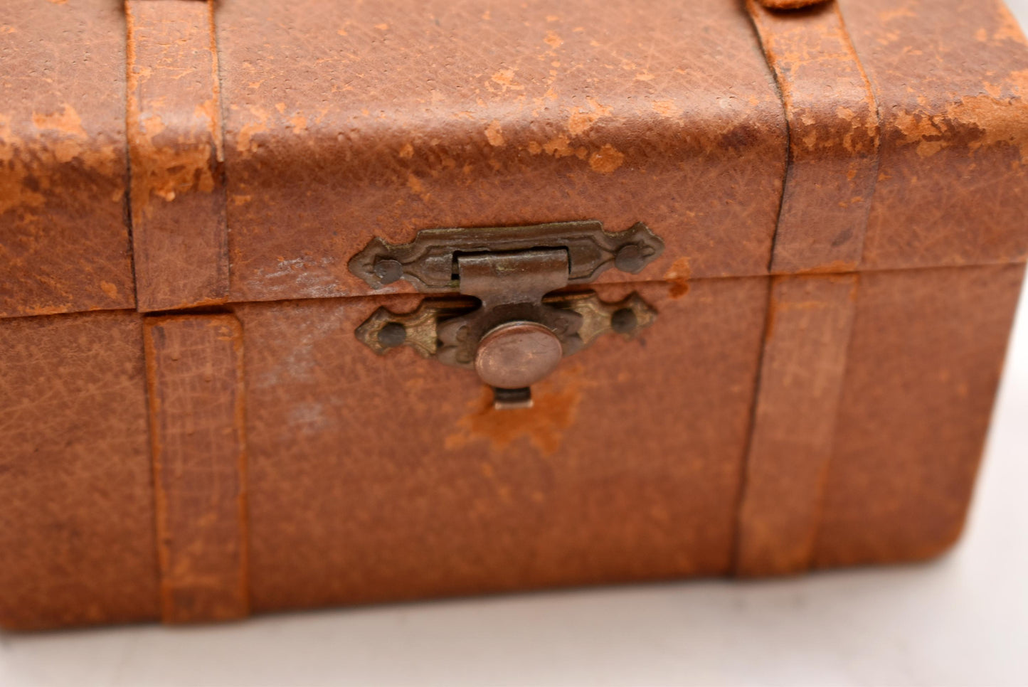 Antique Doll's Steamer Trunk - Wonderful Victorian Leatherbound with Buckles