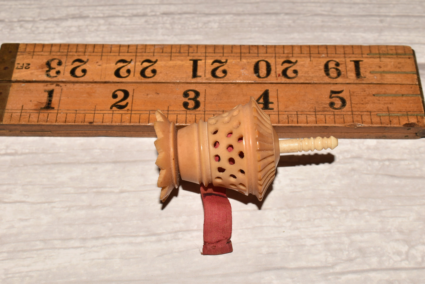 Antique Tape Measure - Beautiful Victorian Vegetable Ivory Decorative Notion