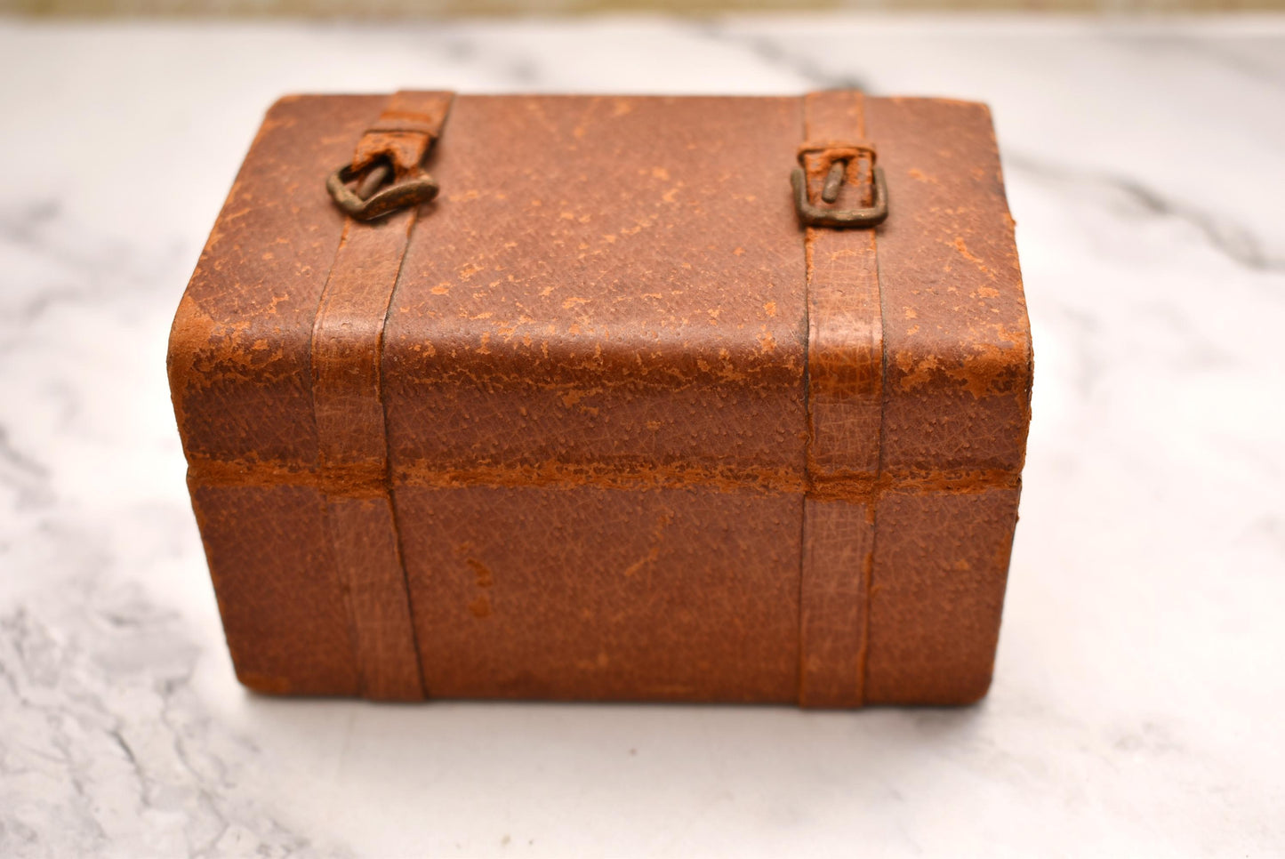 Antique Doll's Steamer Trunk - Wonderful Victorian Leatherbound with Buckles