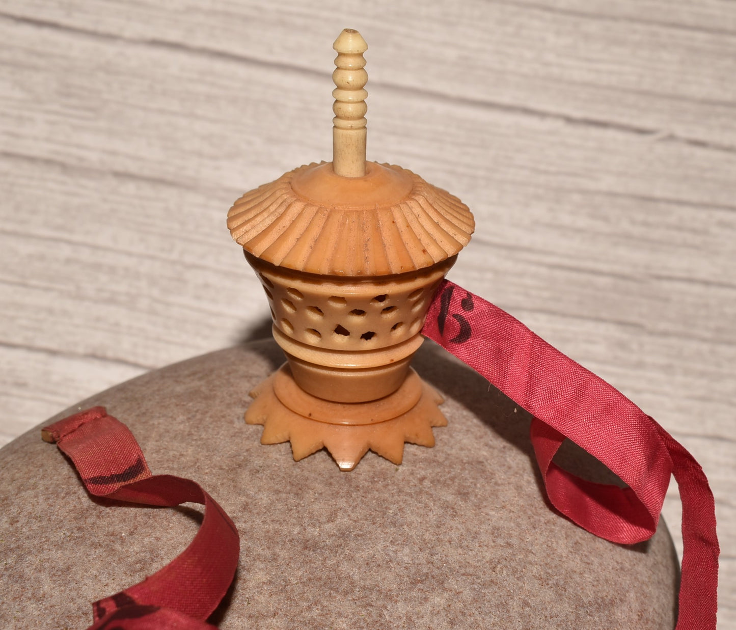 Antique Tape Measure - Beautiful Victorian Vegetable Ivory Decorative Notion