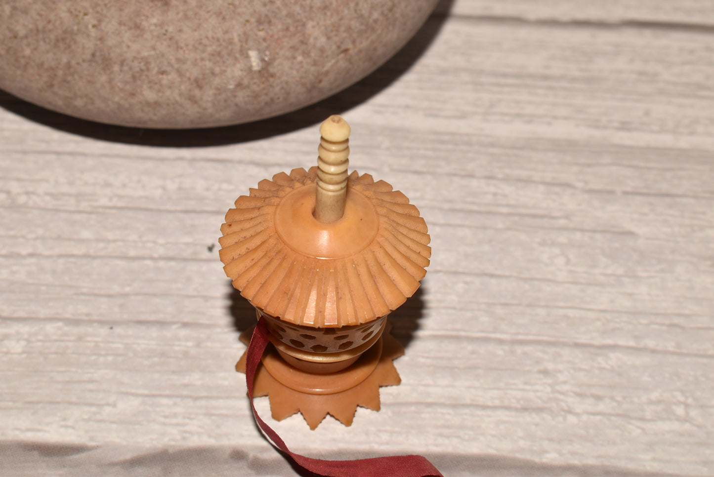 Antique Tape Measure - Beautiful Victorian Vegetable Ivory Decorative Notion