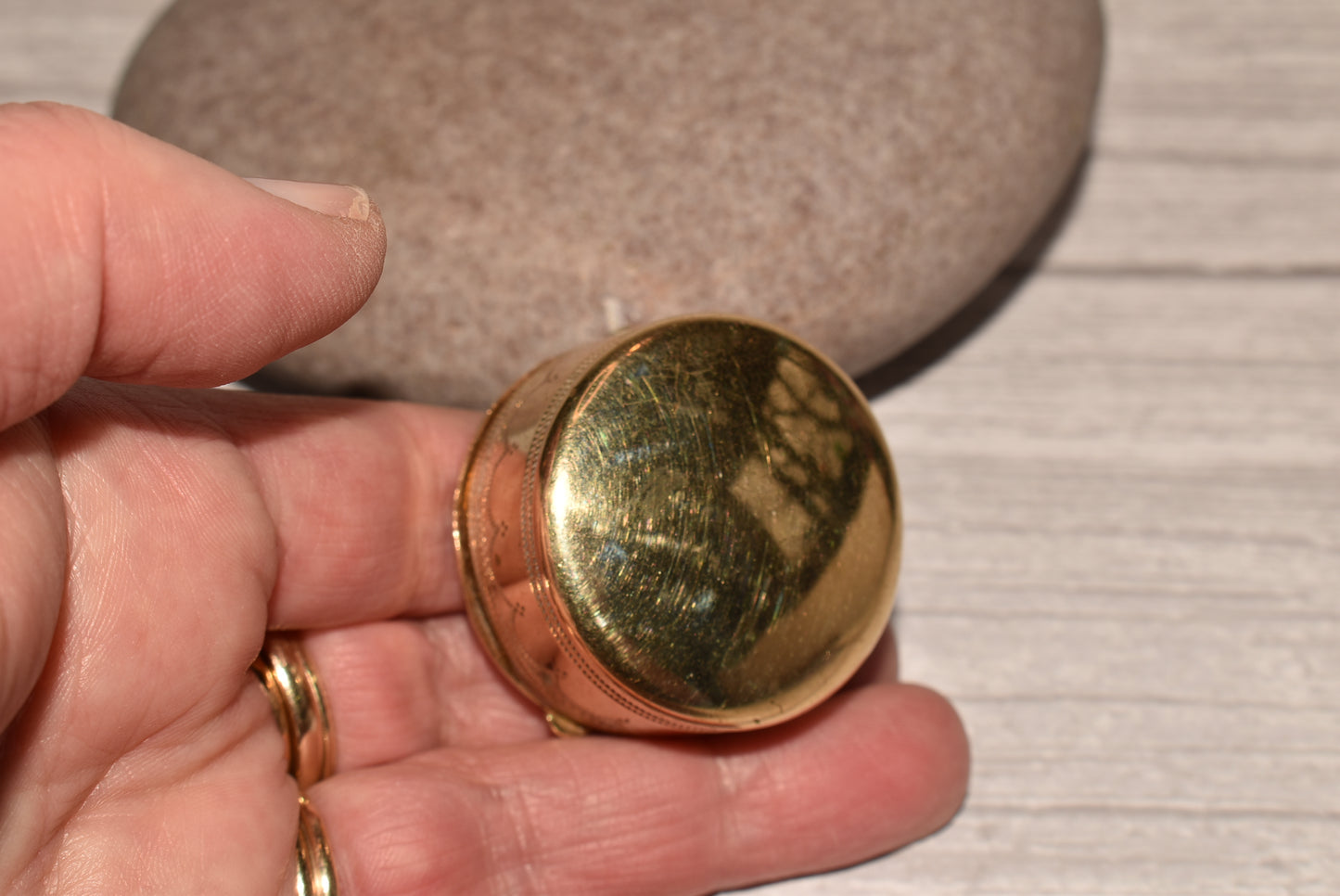 Victorian Patch Box - Gorgeous Antique Gilt Box with Portrait