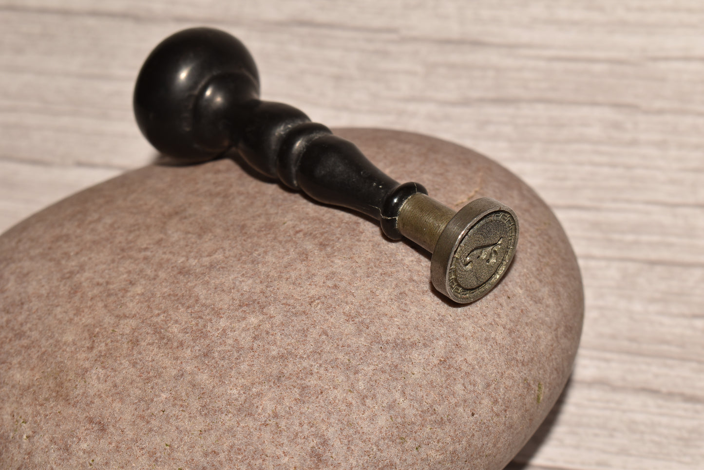 Antique Desk Stamp - Victorian Wood Handled Letter Seal
