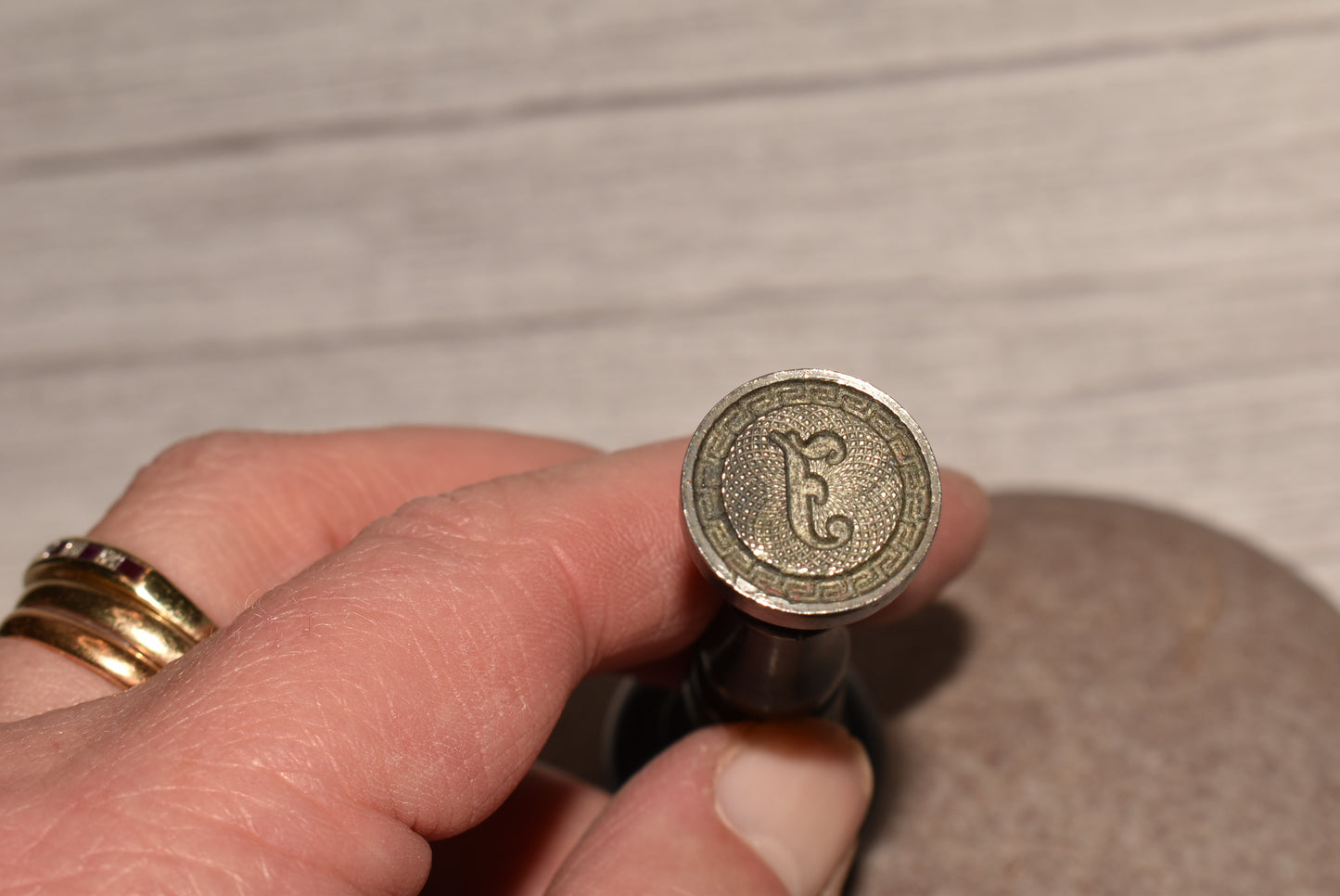 Antique Desk Stamp - Victorian Wood Handled Letter Seal