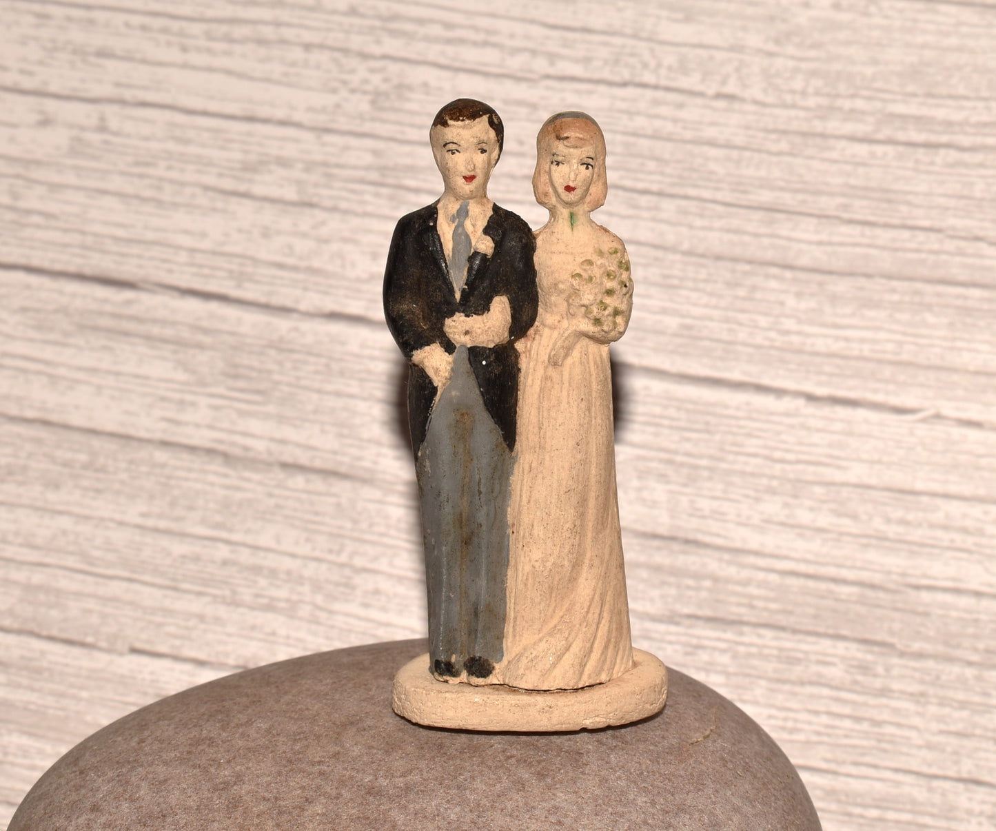 Bride and Groom Wedding Cake Decoration - Gorgeous Antique Original Art Deco Topper