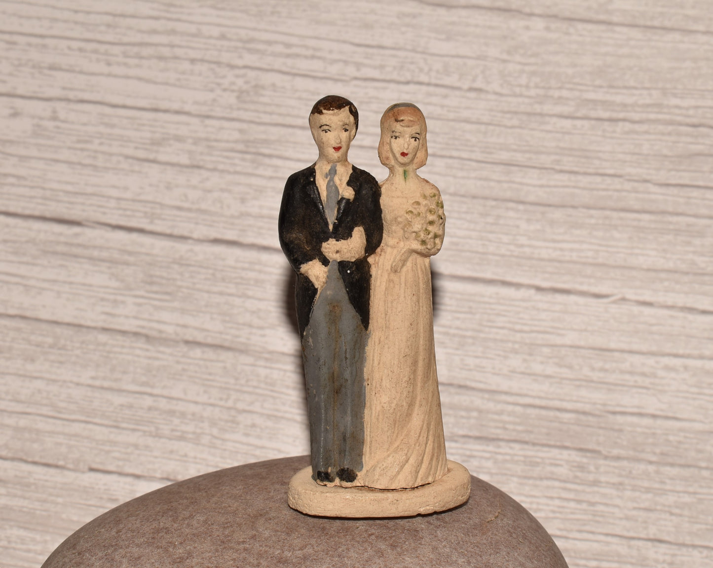 Bride and Groom Wedding Cake Decoration - Gorgeous Antique Original Art Deco Topper