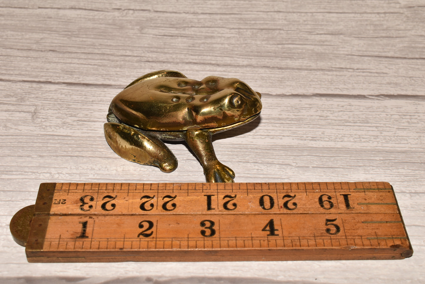 Vintage Brass Frog Box - Gorgeous Cast Brass Secret Box for Matches etc.