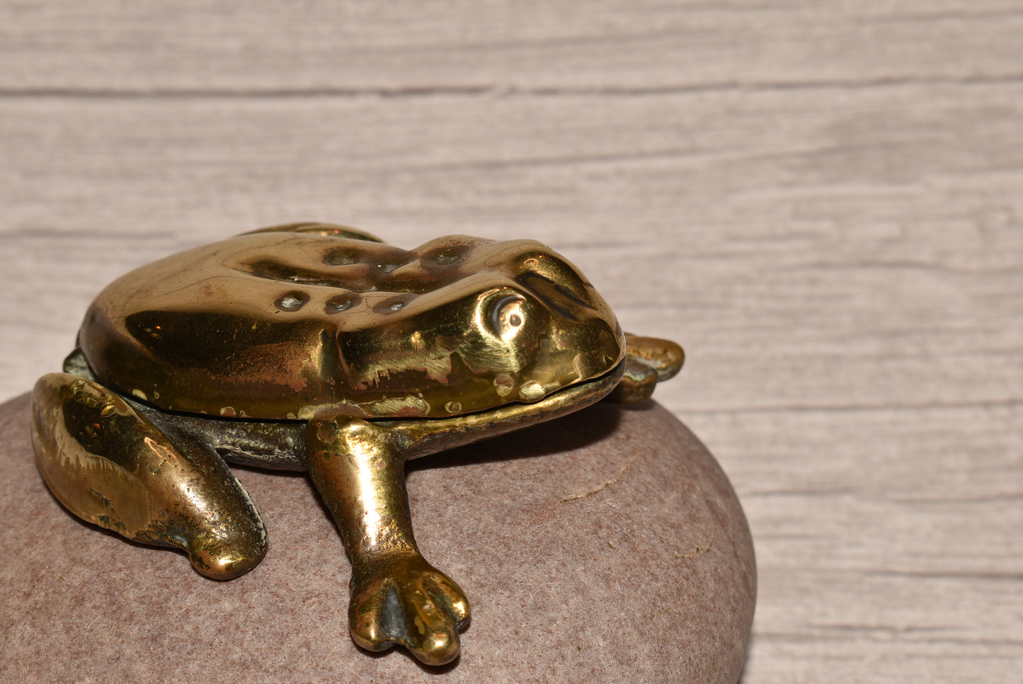 Vintage Brass Frog Box - Gorgeous Cast Brass Secret Box for Matches etc.