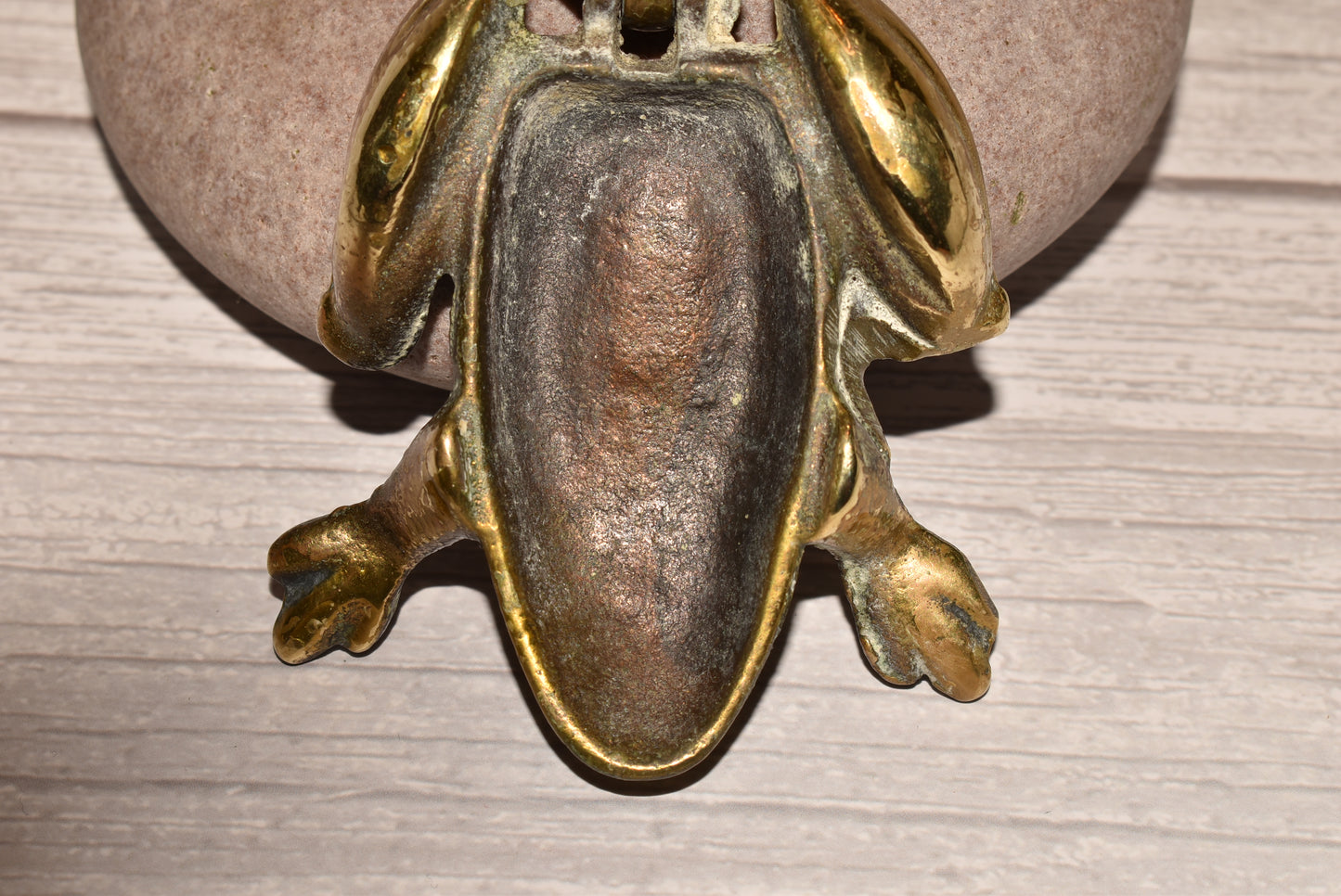 Vintage Brass Frog Box - Gorgeous Cast Brass Secret Box for Matches etc.