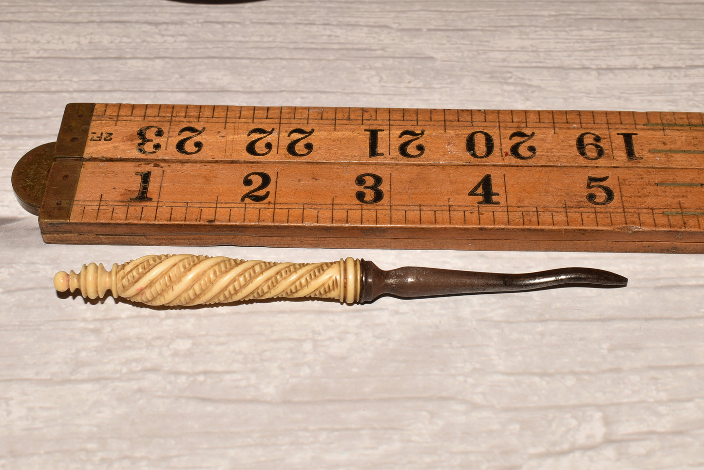 Antique Bone Ear Spoon - Gorgeous Turned Grooming Tool