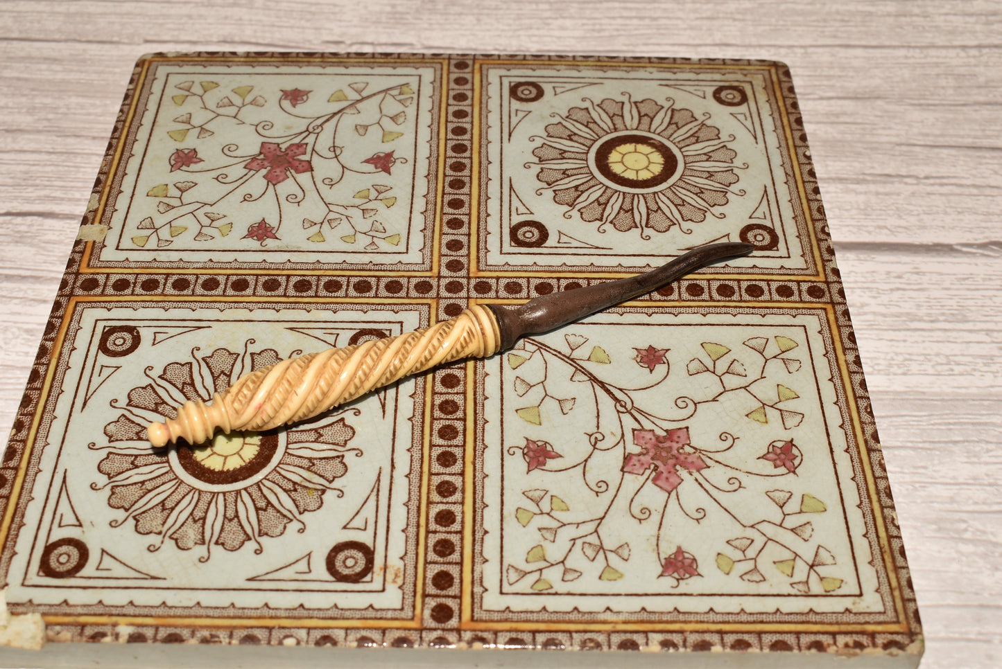 Antique Bone Ear Spoon - Gorgeous Turned Grooming Tool