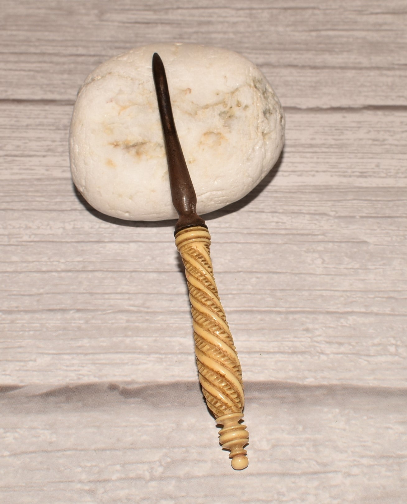 Antique Bone Ear Spoon - Gorgeous Turned Grooming Tool