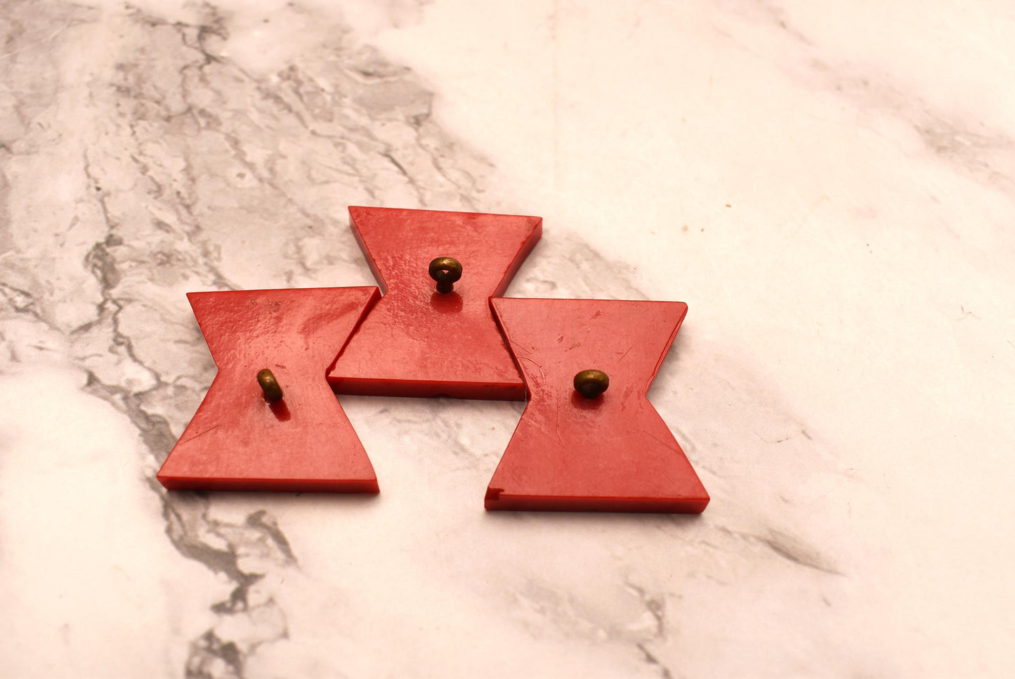 Antique Bakelite Buttons - Wonderful Edwardian Trio Geometric Red Statement Buttons