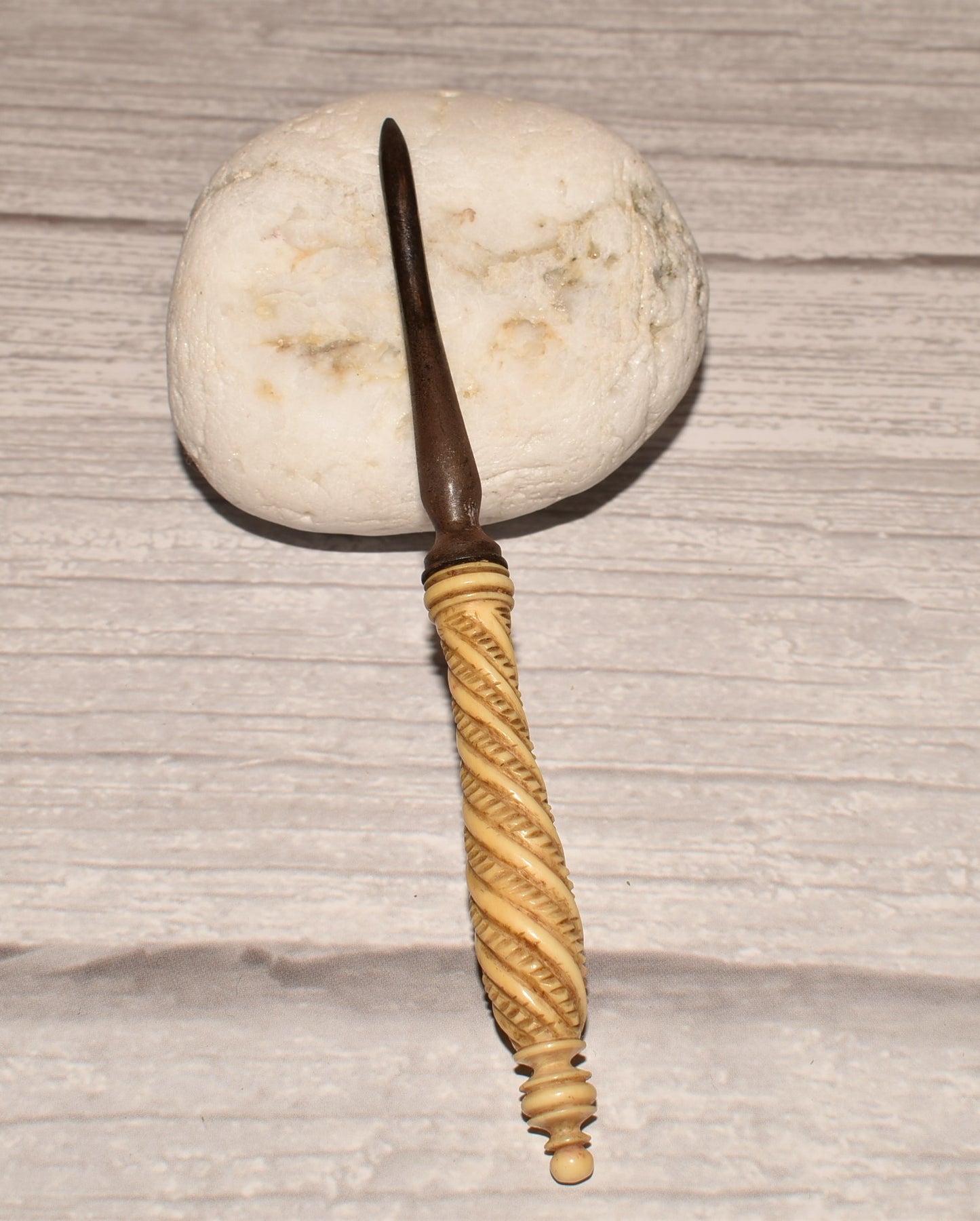 Antique Bone Ear Spoon - Gorgeous Turned Grooming Tool