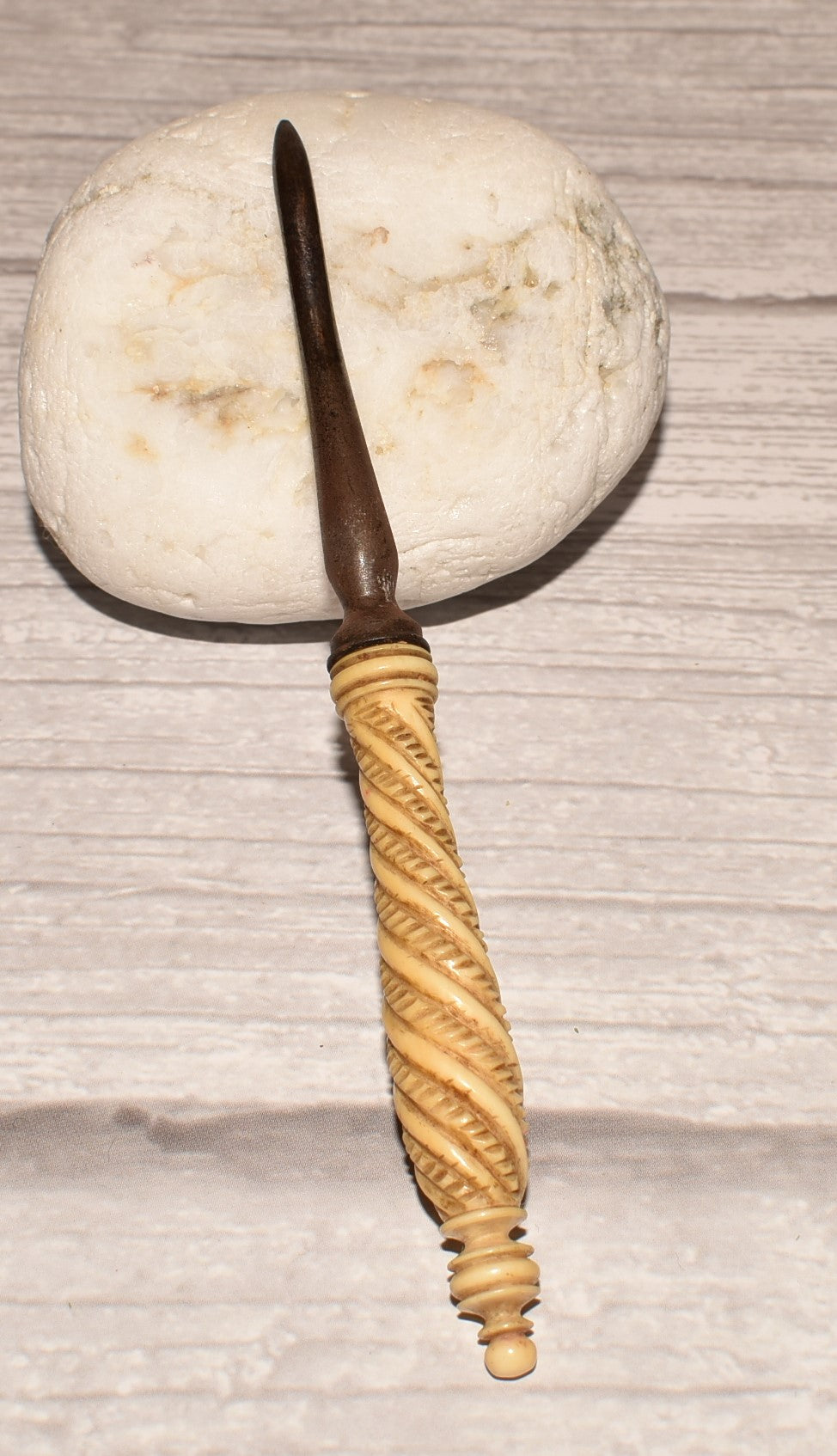 Antique Bone Ear Spoon - Gorgeous Turned Grooming Tool