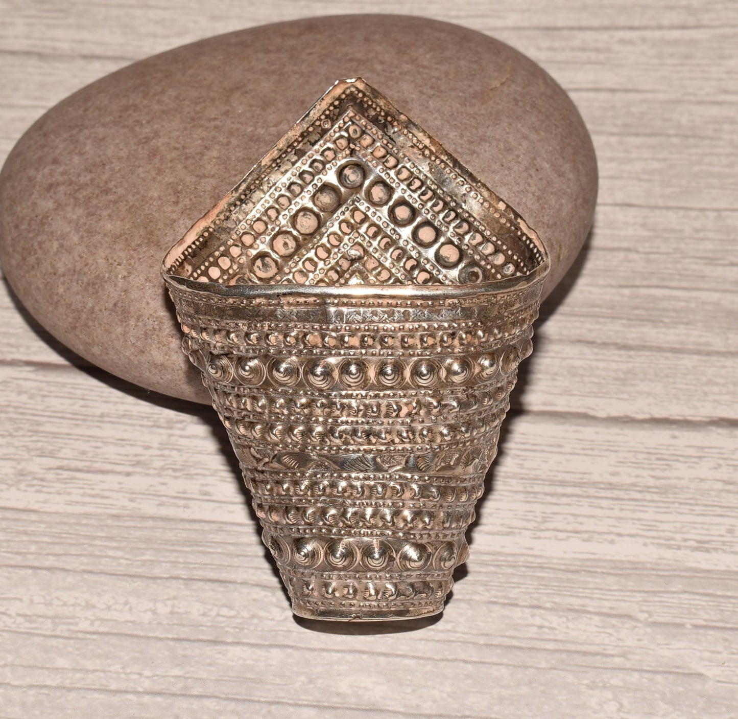 Indian Silver Betel Leaf Holder - Gorgeous Stamped Rare Antique