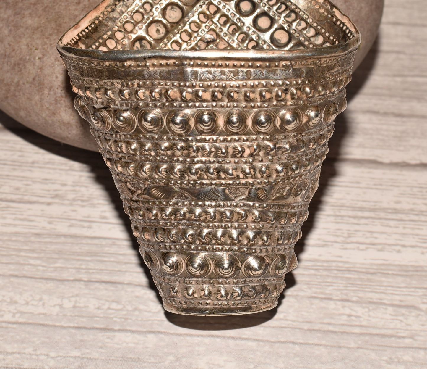 Indian Silver Betel Leaf Holder - Gorgeous Stamped Rare Antique