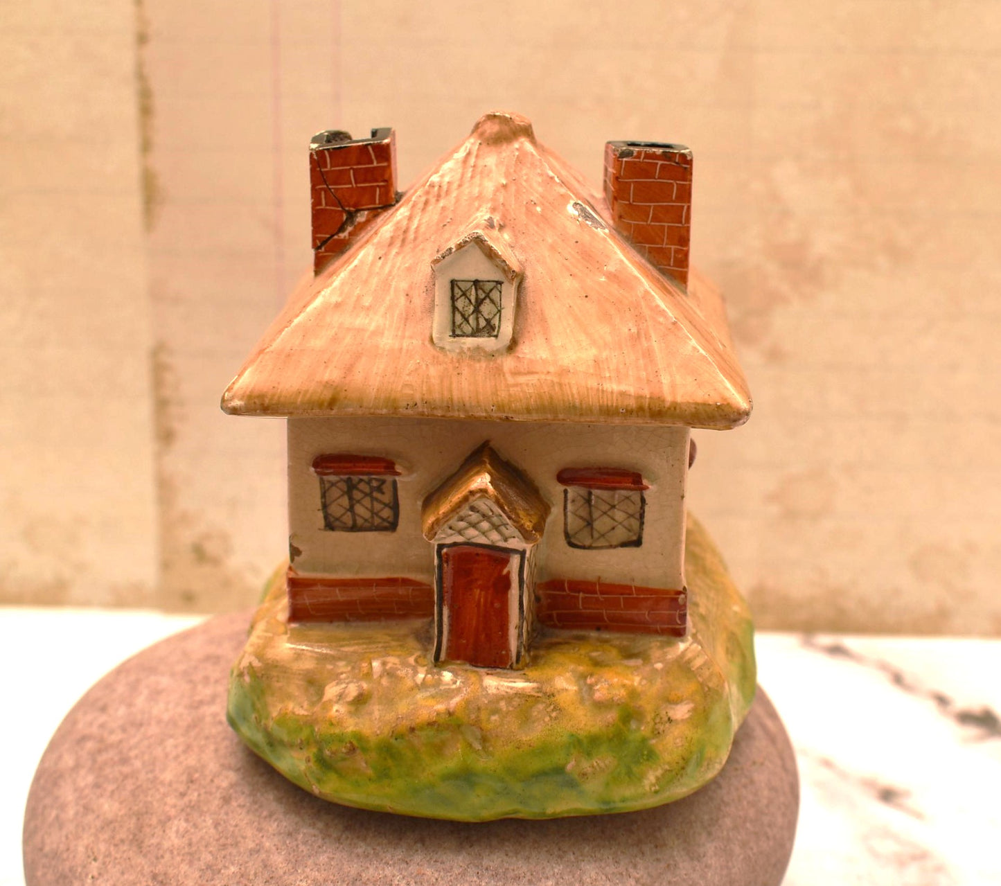 Antique Staffordshire Pottery Pastille Burner - Lovely Small Victorian Cottage