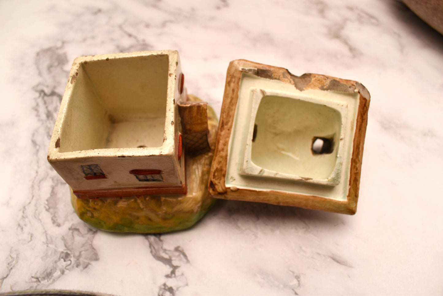 Antique Staffordshire Pottery Pastille Burner - Lovely Small Victorian Cottage