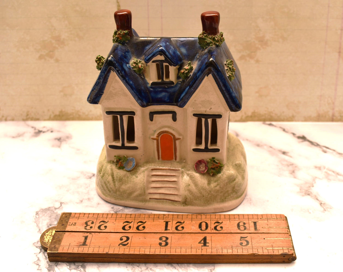 Antique Staffordshire Pottery Pastille Burner - Charming Victorian Cottage