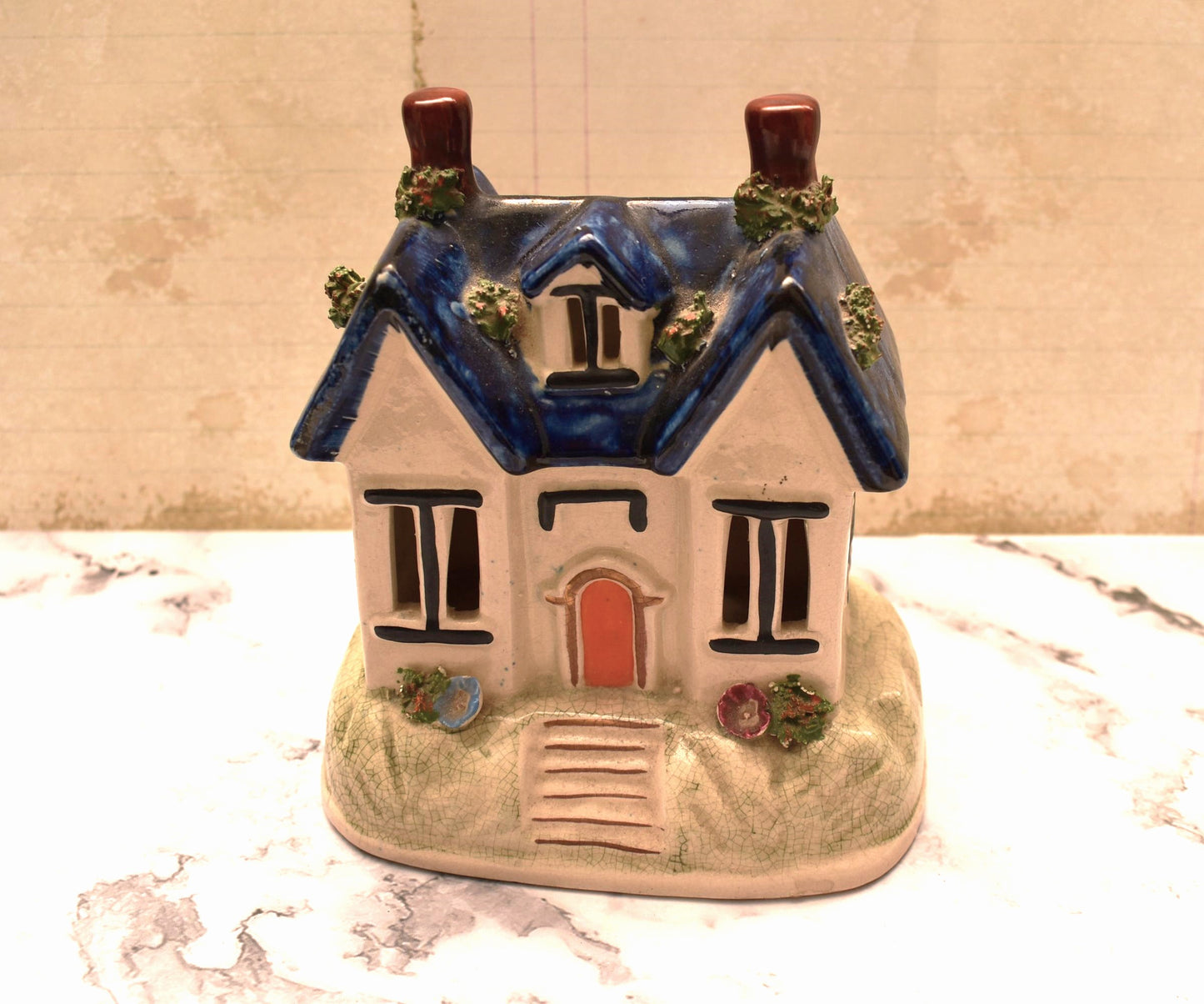 Antique Staffordshire Pottery Pastille Burner - Charming Victorian Cottage