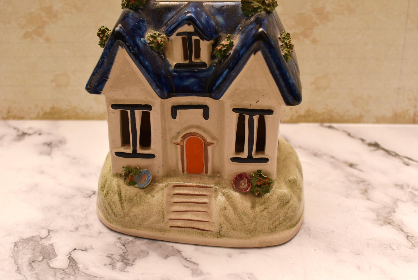 Antique Staffordshire Pottery Pastille Burner - Charming Victorian Cottage