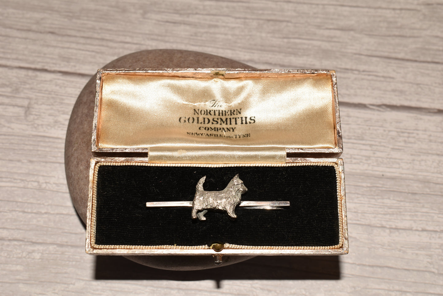 1909 Silver Terrier Brooch in Original Box