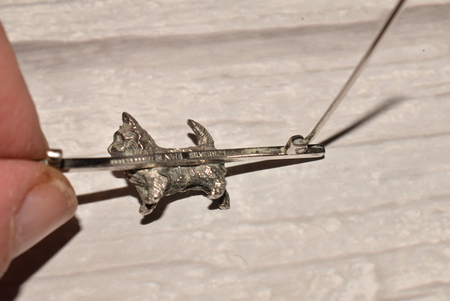 1909 Silver Terrier Brooch in Original Box