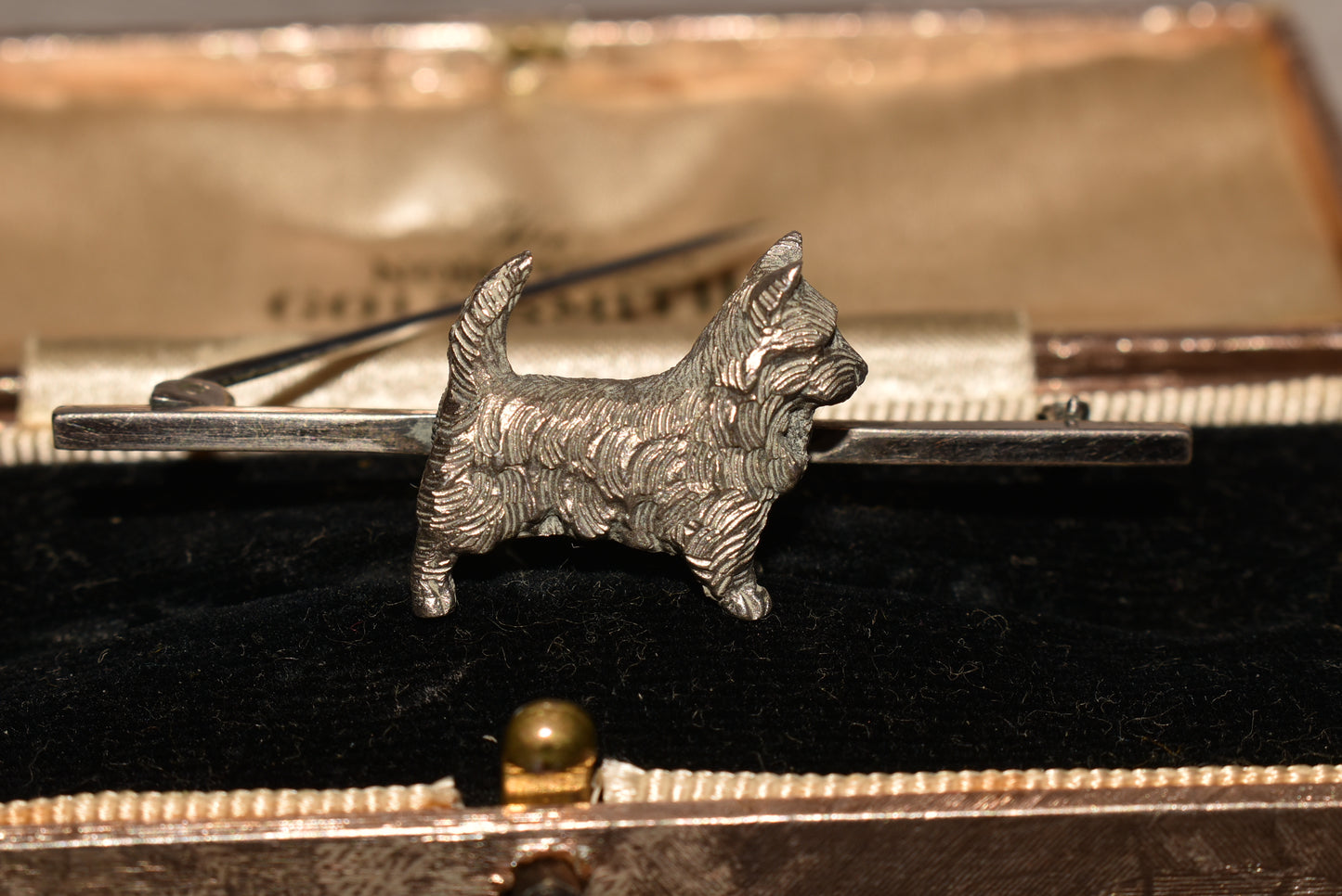 1909 Silver Terrier Brooch in Original Box