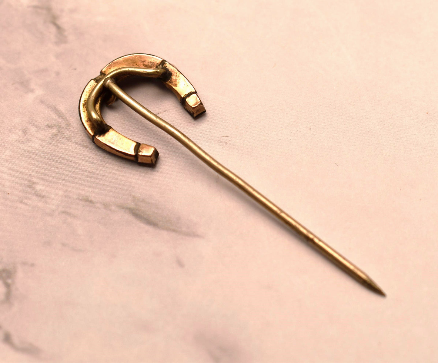 Georgian Cravat Pin - Beautiful Onyx Horseshoe Stick Pin