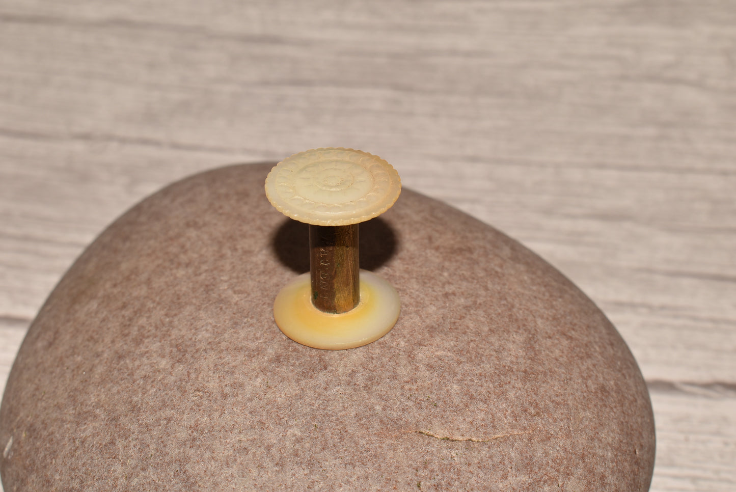 Antique Sewing Spool - Beautiful Carved Bone and Mother of Pearl Palais Royal Notion