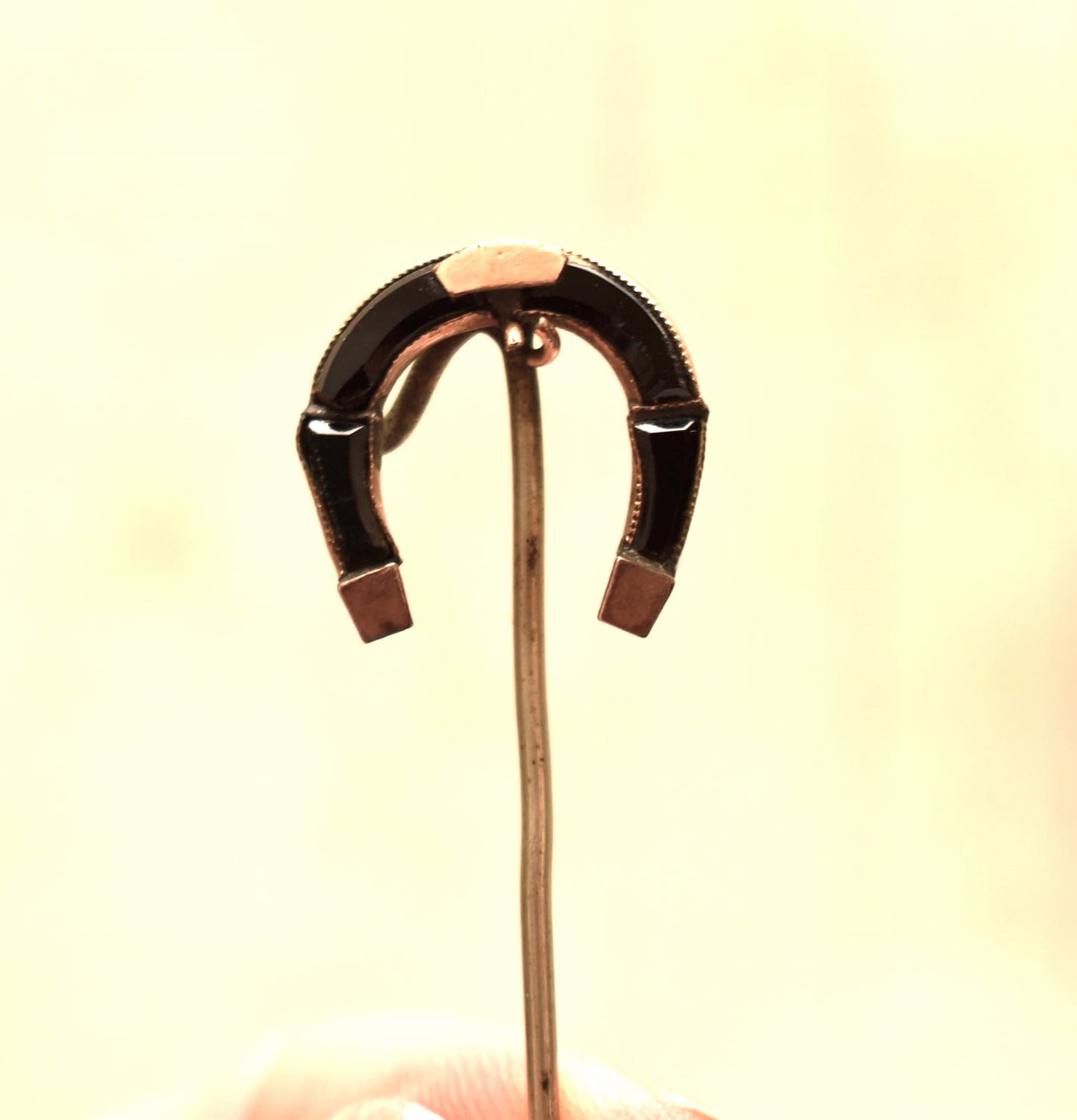 Georgian Cravat Pin - Beautiful Onyx Horseshoe Stick Pin