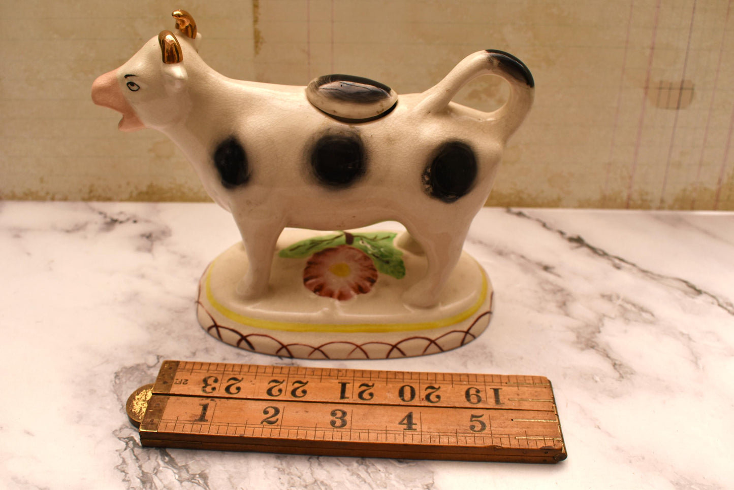 Staffordshire Cow Creamer - Gorgeous Large Porcelain 19th Century Jug with Lid