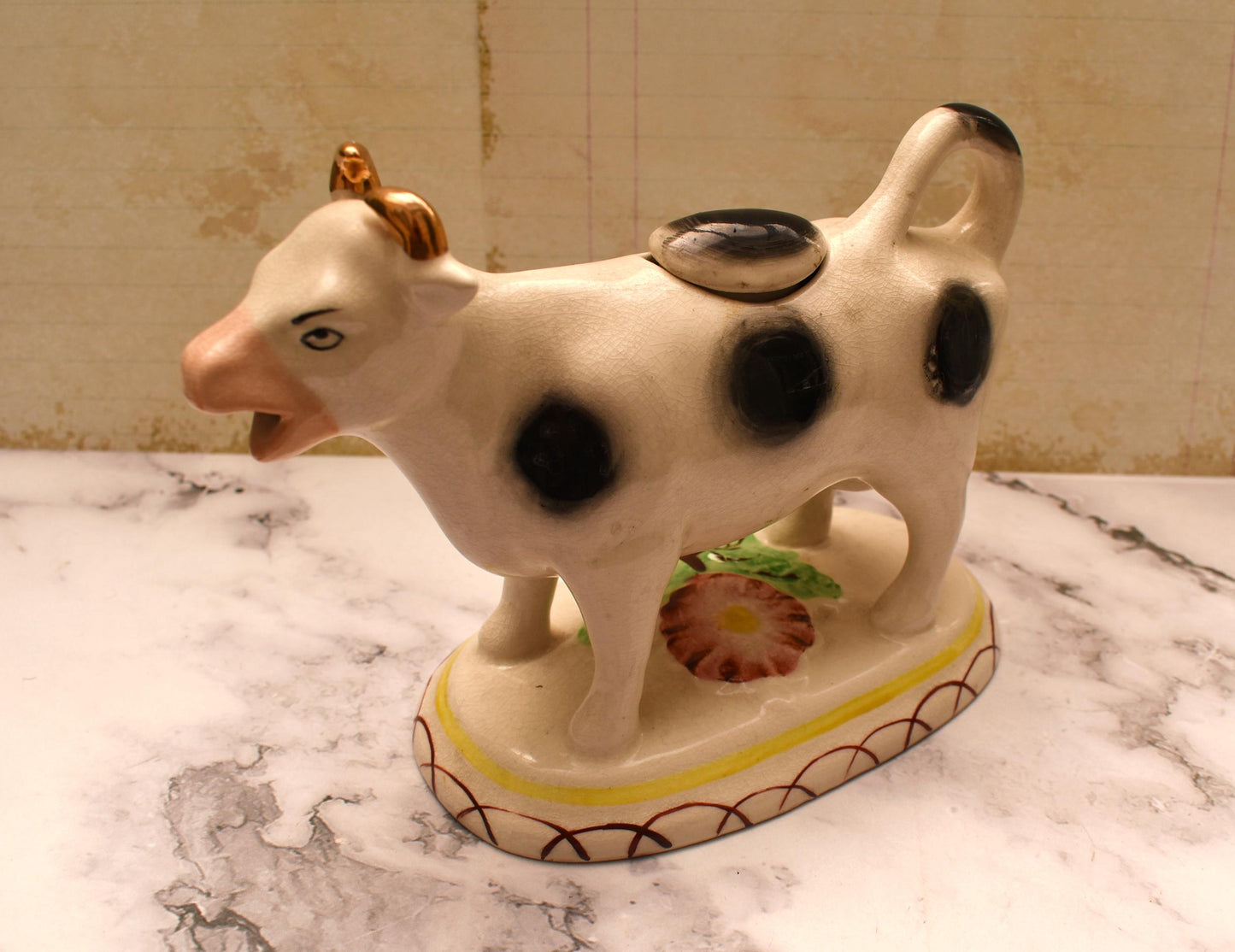 Staffordshire Cow Creamer - Gorgeous Large Porcelain 19th Century Jug with Lid