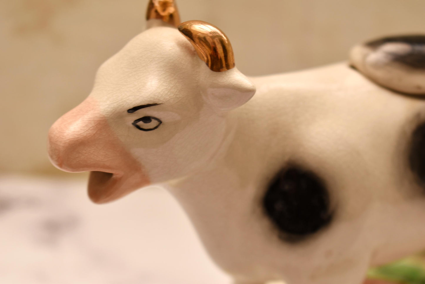 Staffordshire Cow Creamer - Gorgeous Large Porcelain 19th Century Jug with Lid