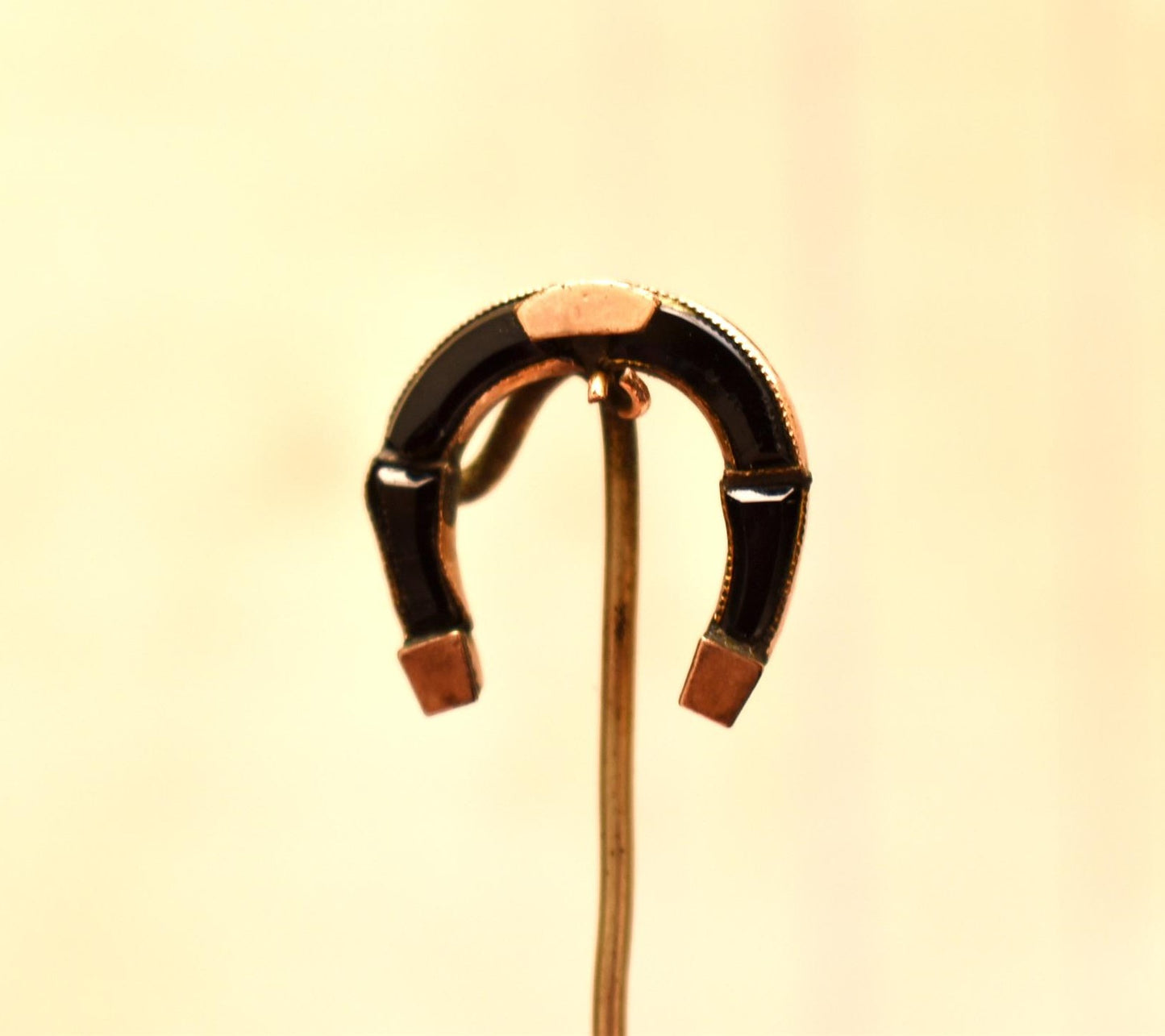 Georgian Cravat Pin - Beautiful Onyx Horseshoe Stick Pin