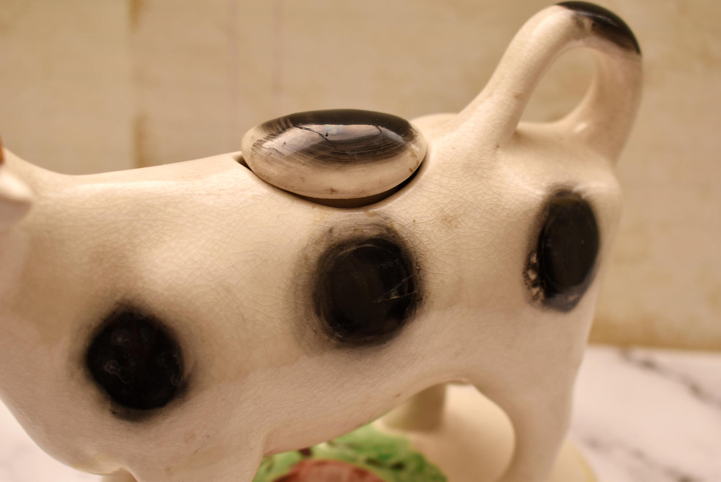 Staffordshire Cow Creamer - Gorgeous Large Porcelain 19th Century Jug with Lid