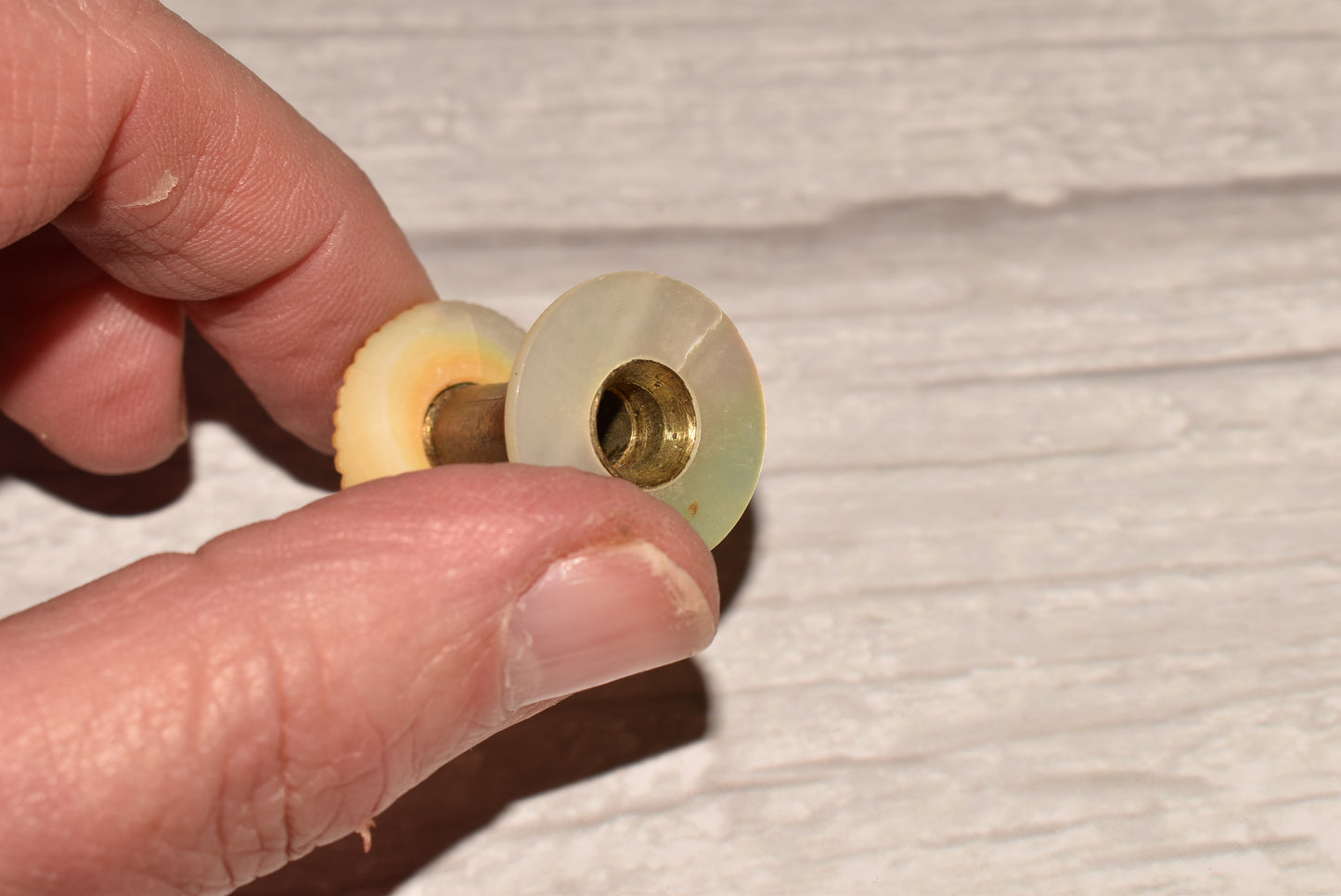 Antique Sewing Spool - Beautiful Carved Bone and Mother of Pearl Palais Royal Notion