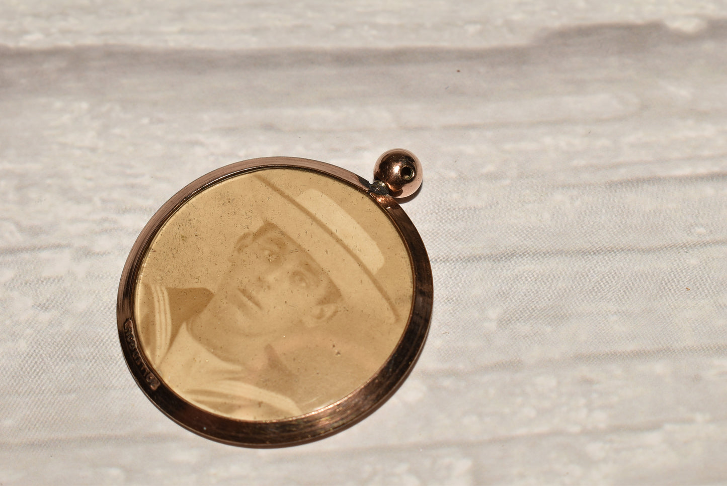 Antique Rolled Gold Locket - Beautiful Large Celluloid Fronted Picture Pendant