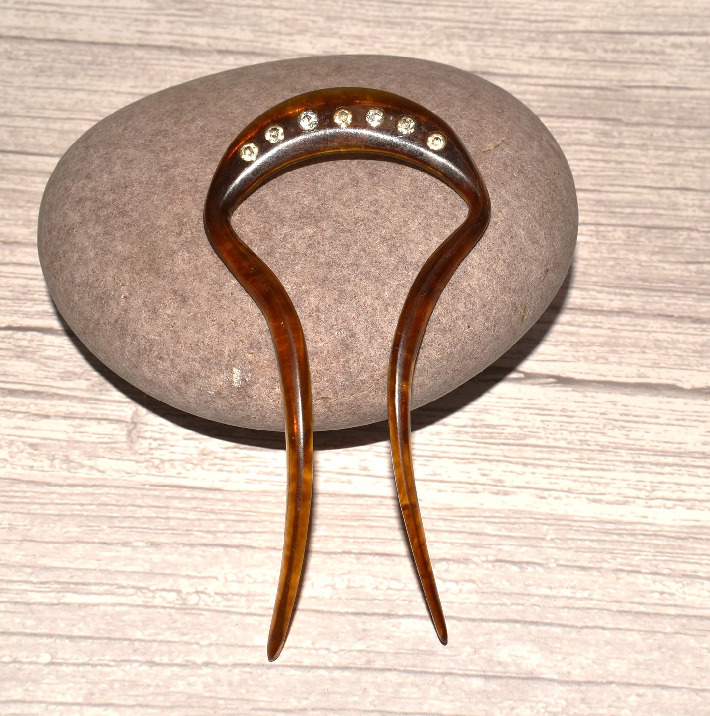 Antique Hair Comb - Beautiful Victorian Horn and Paste