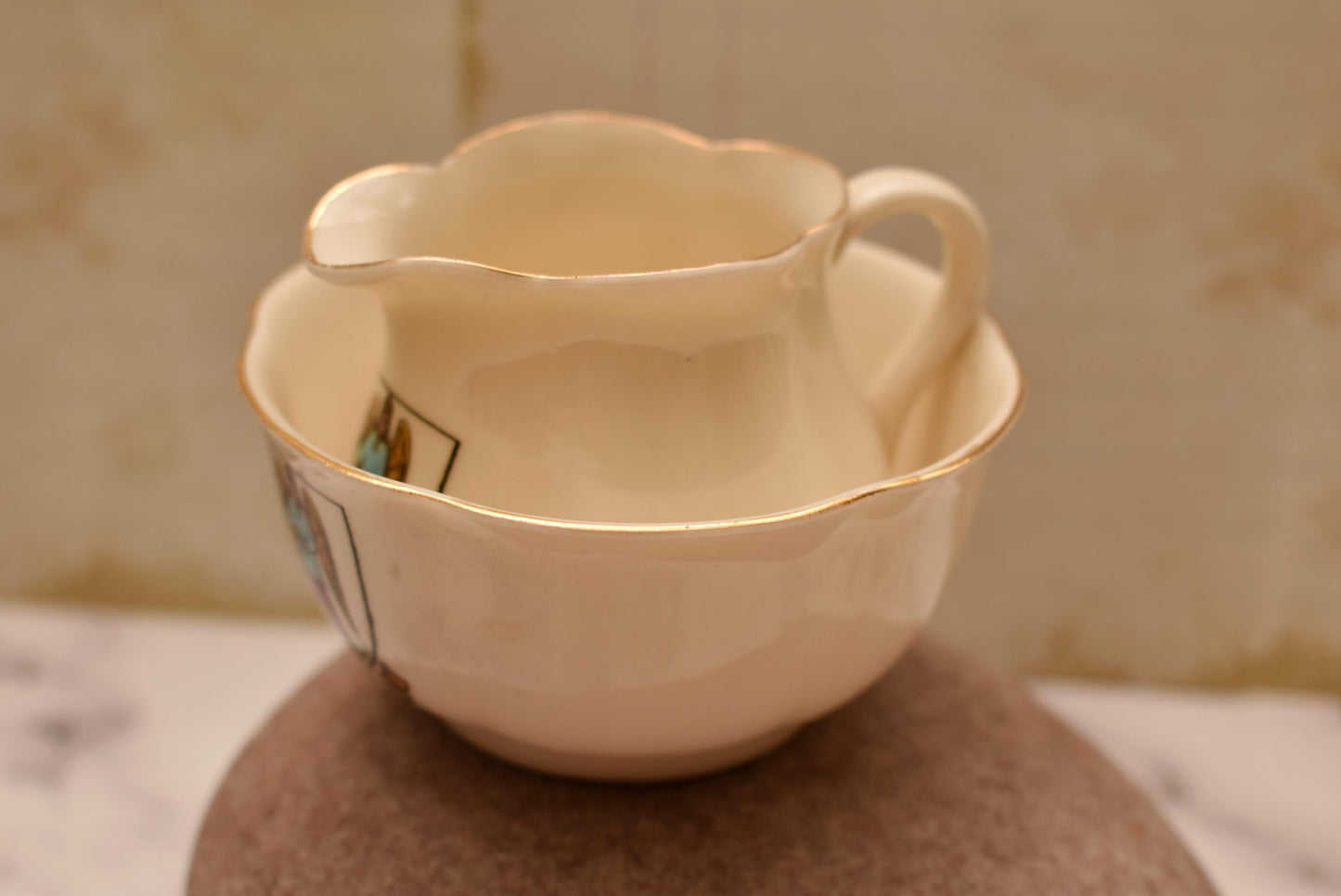 Victorian Goss Jug and Basin - Gorgeous A Loreburne Dumfries Creamer and Sugar Basin