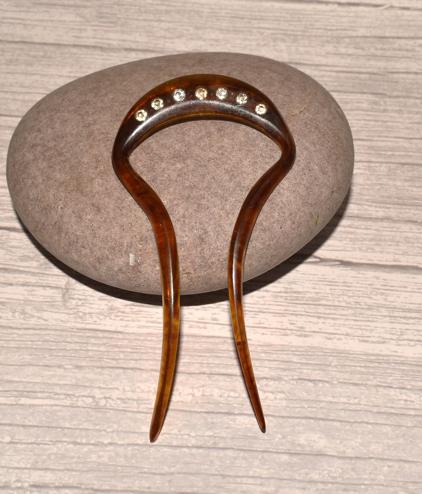 Antique Hair Comb - Beautiful Victorian Horn and Paste