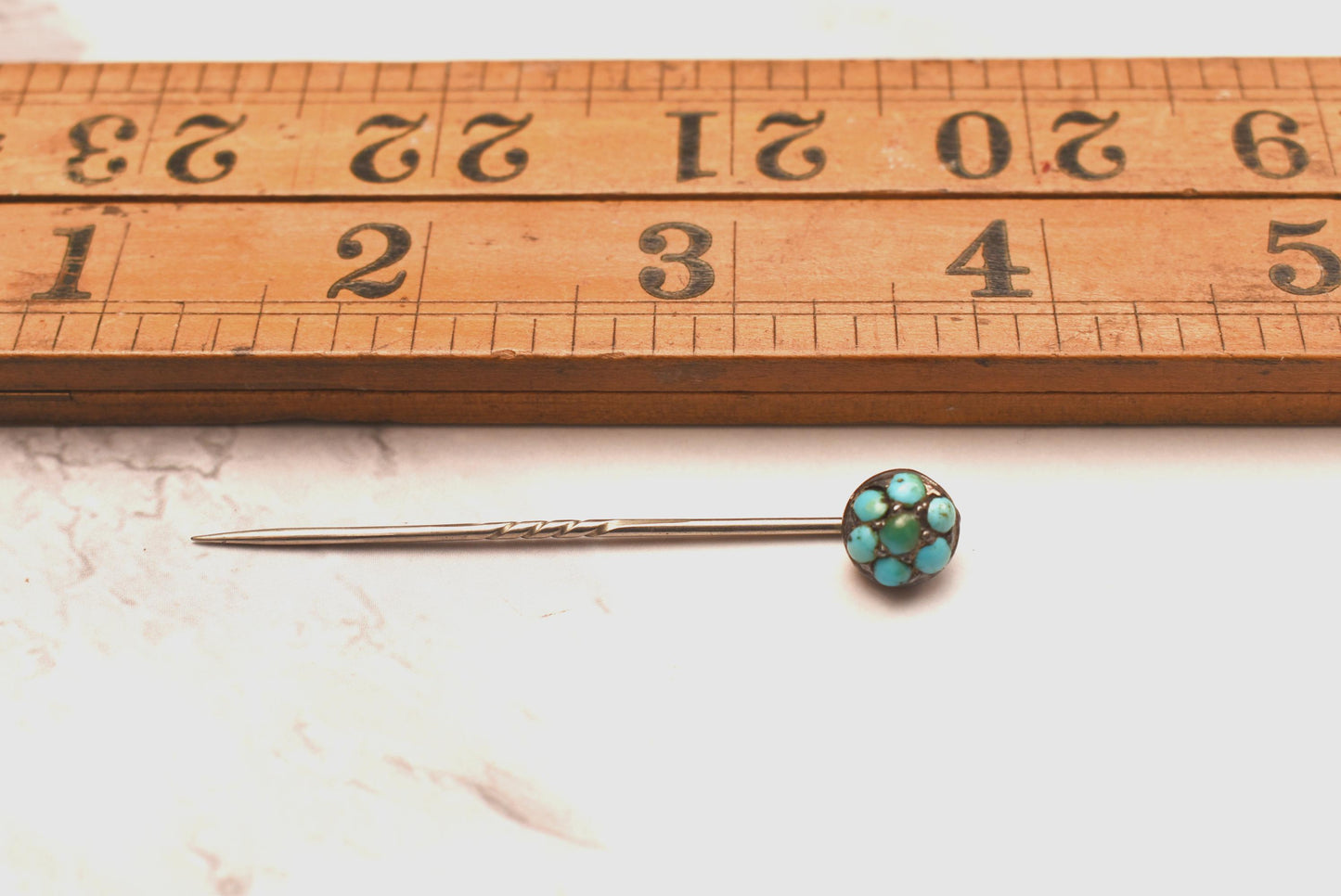 Georgian Cravat Pin - Stunning Turquoise Studded Stick Pin