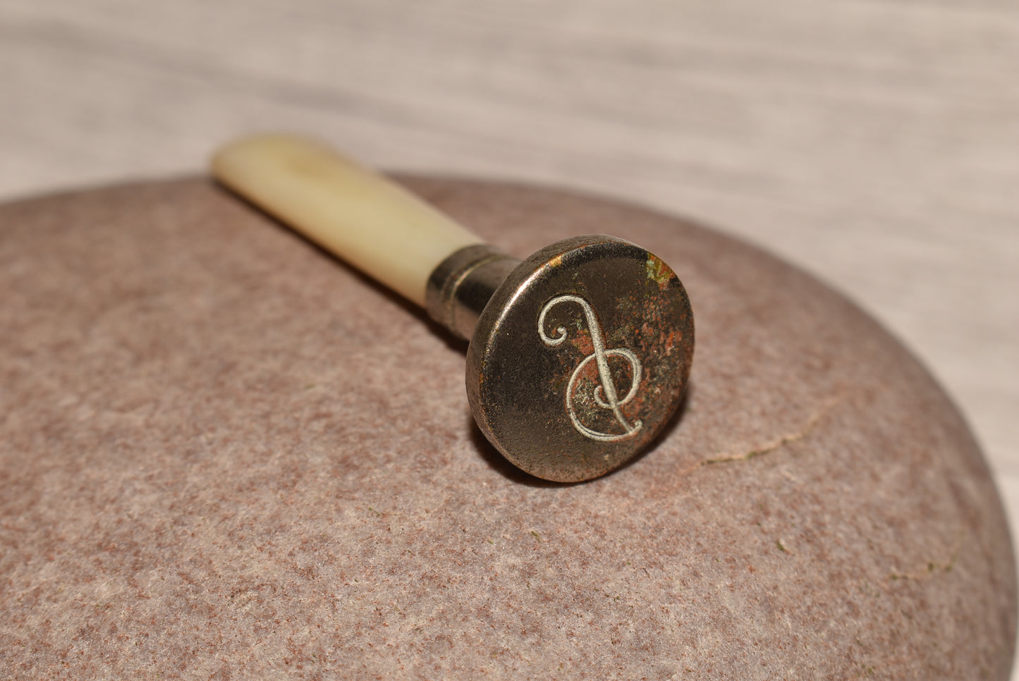 Antique Desk Stamp - Edwardian Mother of Pearl Handled Letter Seal