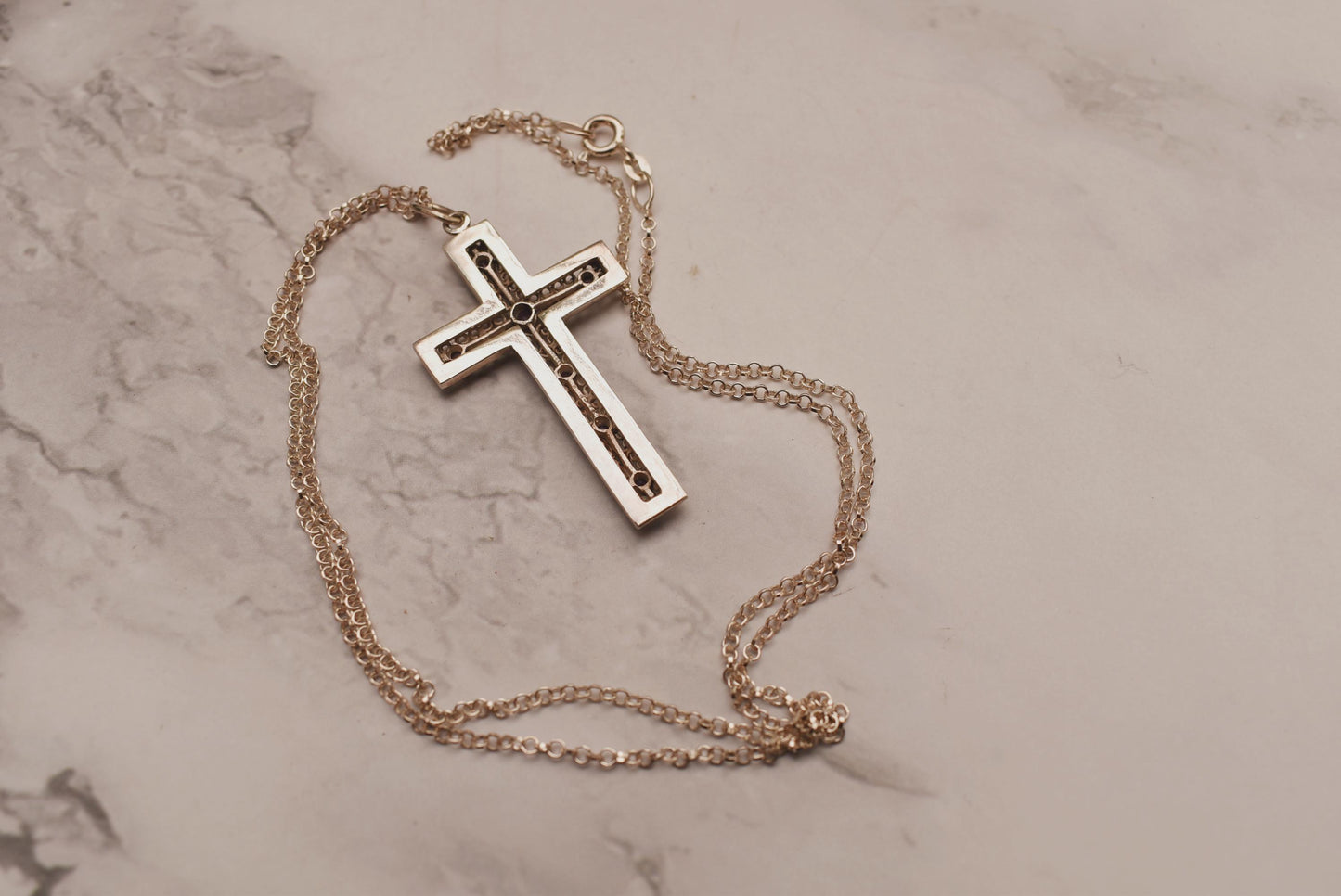 Silver Amethyst Cross Necklace - Gorgeous Large Crucifix on Sterling Chain