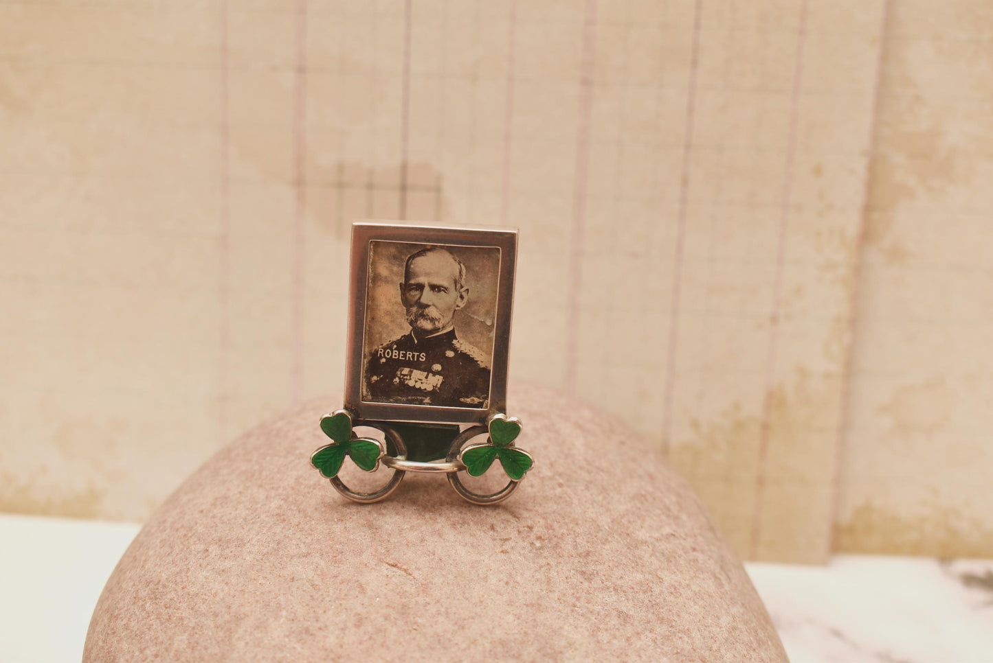 Victorian Silver Frame - Stunning Miniature Hallmarked 1899 Lord Roberts Shamrock Enamel Easel Frame