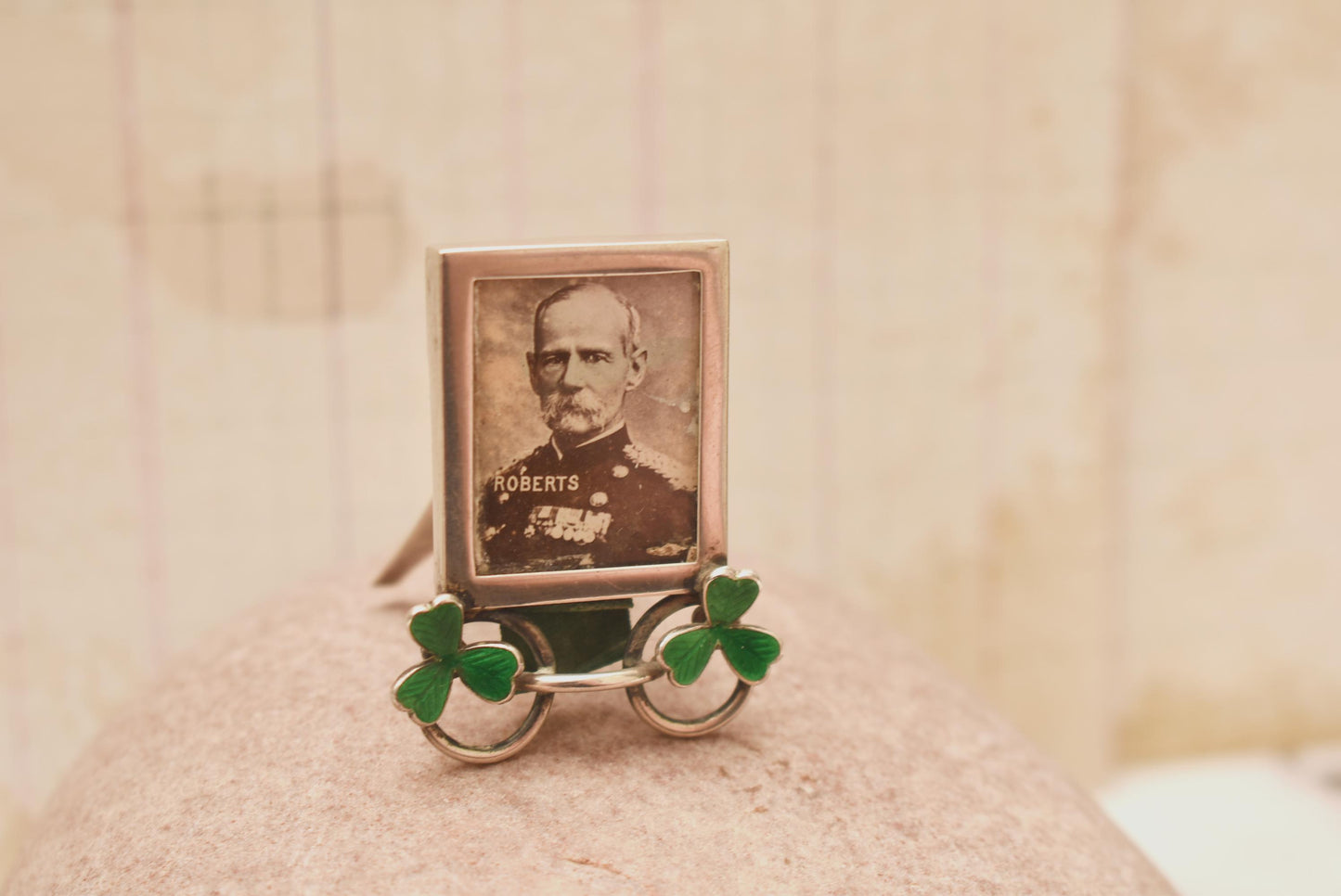 Victorian Silver Frame - Stunning Miniature Hallmarked 1899 Lord Roberts Shamrock Enamel Easel Frame