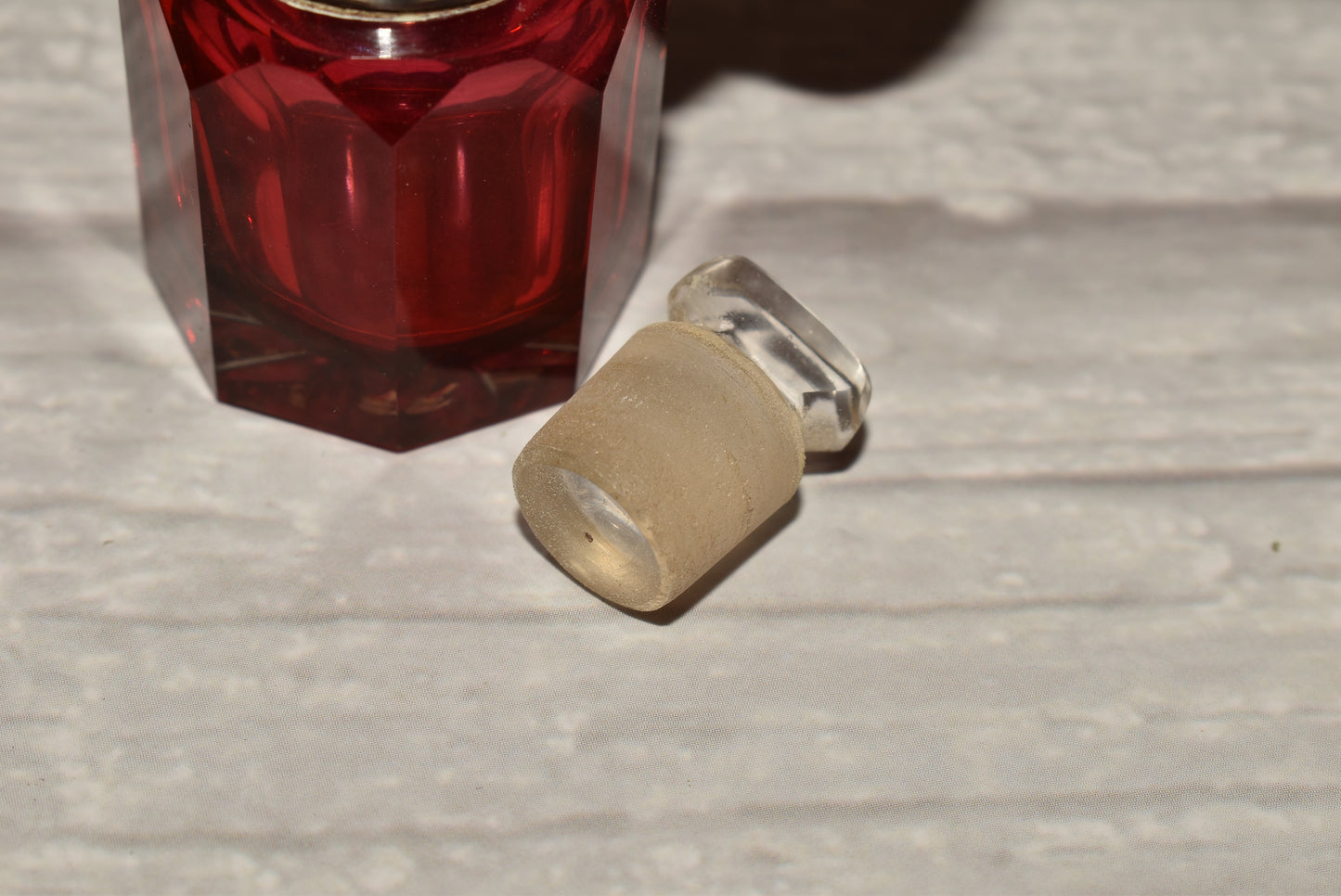 Victorian 1876 Scent Bottle - Gorgeous Antique Silver Topped Cranberry Glass Perfume Bottle