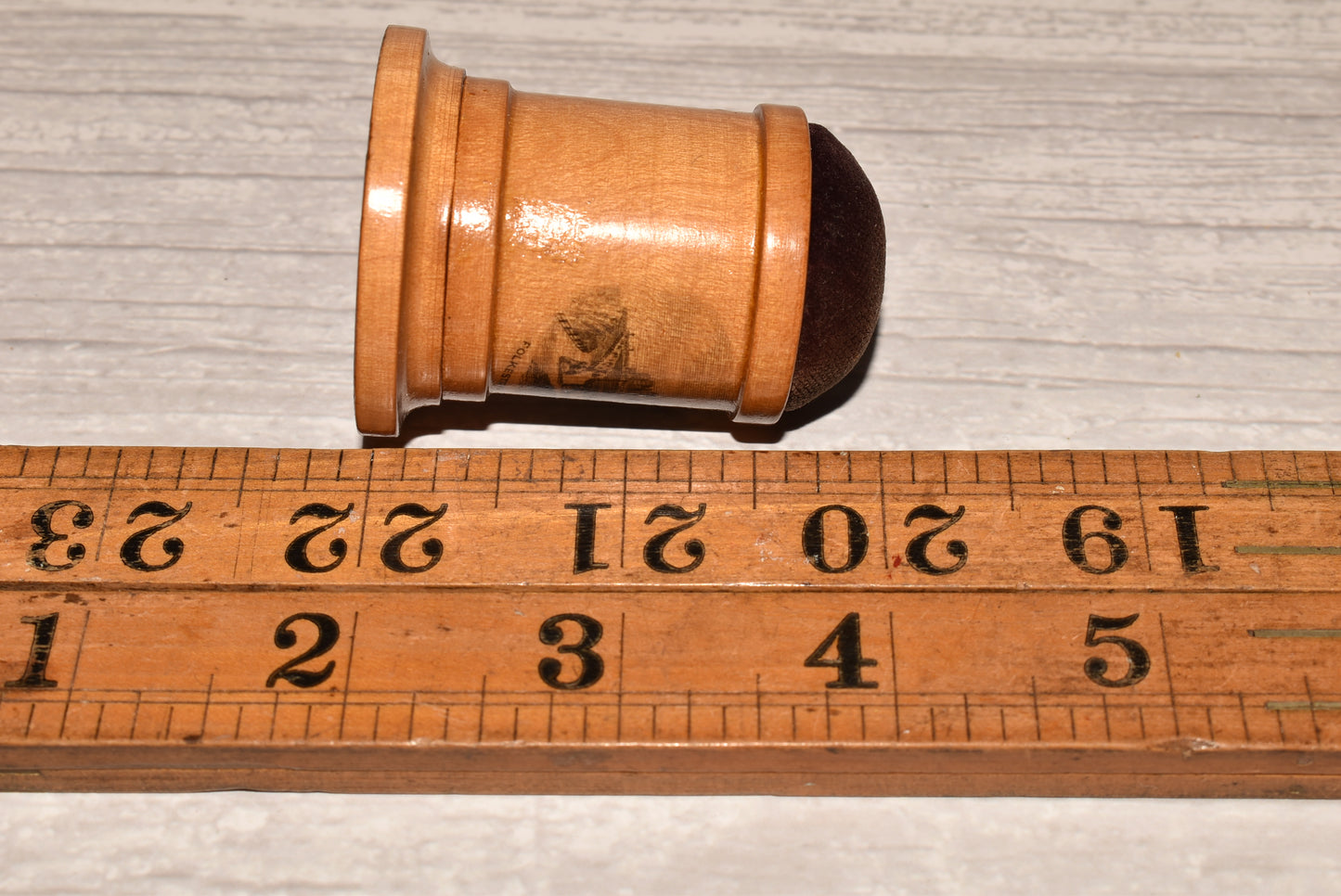 Antique Mauchline Thimble Store and Pin Cushion