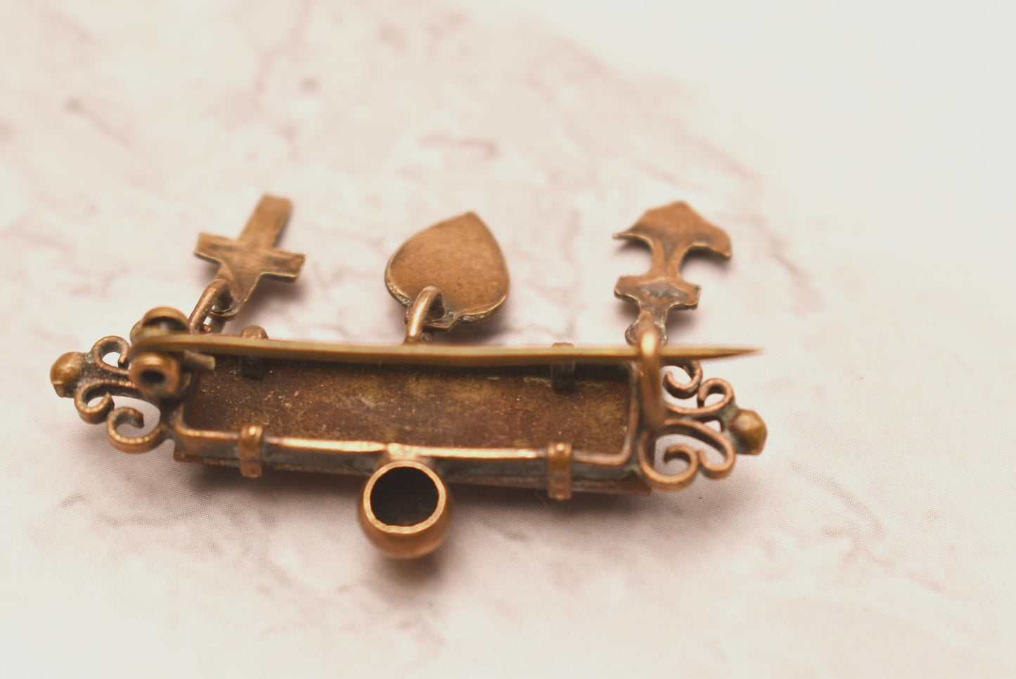 Antique Goldstone Brooch - Gorgeous Faith Hope and Charity